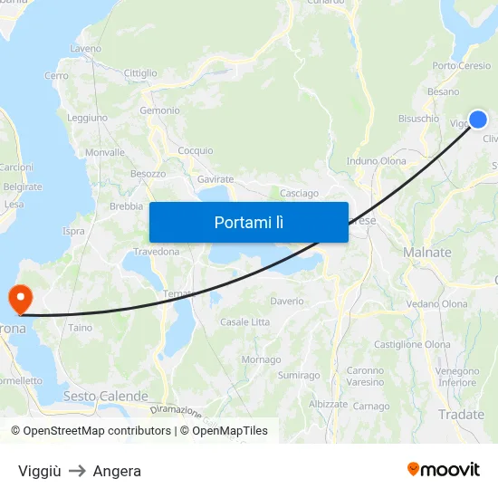 Viggiù to Angera map