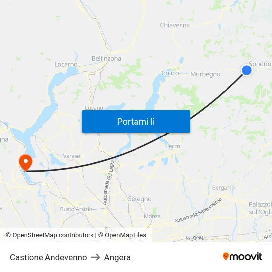 Castione Andevenno to Angera map