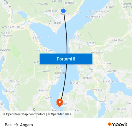 Bee to Angera map