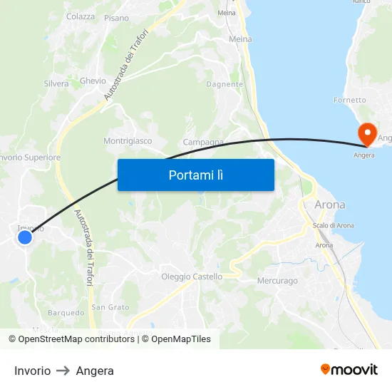 Invorio to Angera map