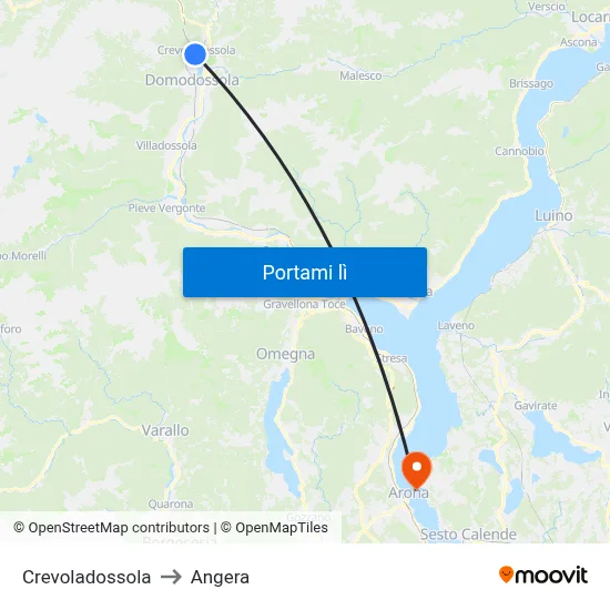Crevoladossola to Angera map