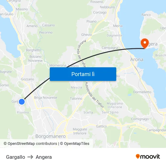 Gargallo to Angera map