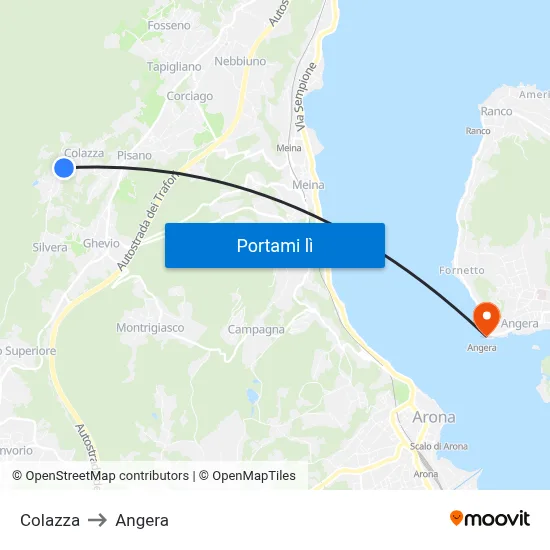 Colazza to Angera map