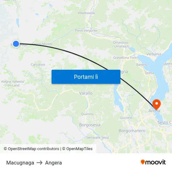 Macugnaga to Angera map