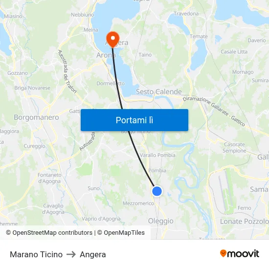 Marano Ticino to Angera map