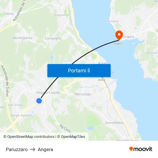 Paruzzaro to Angera map