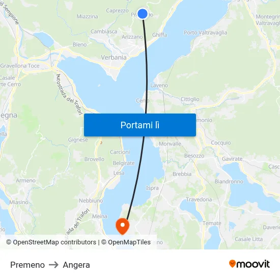 Premeno to Angera map