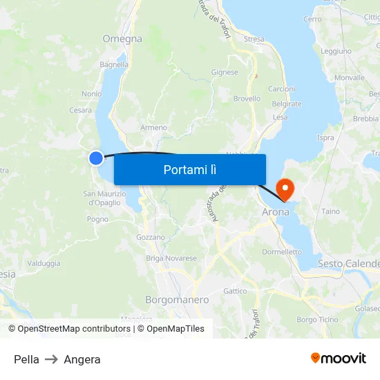 Pella to Angera map