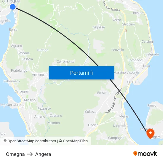 Omegna to Angera map