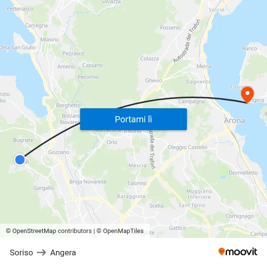Soriso to Angera map