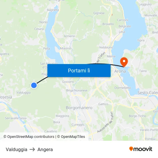 Valduggia to Angera map