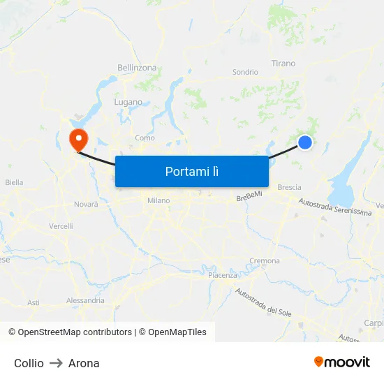 Collio to Arona map
