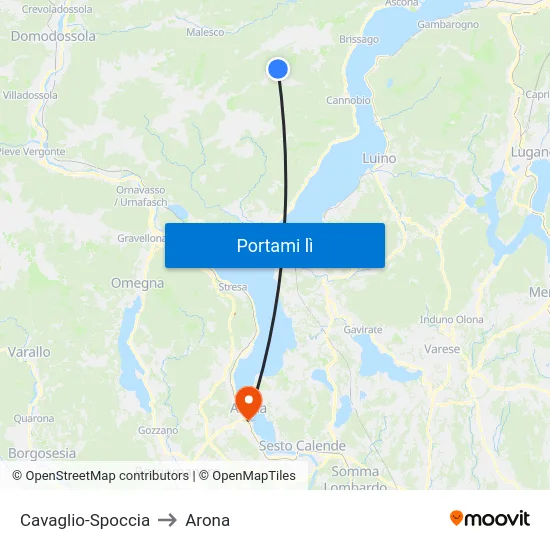 Cavaglio-Spoccia to Arona map