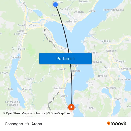 Cossogno to Arona map