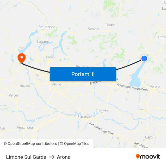 Limone Sul Garda to Arona map