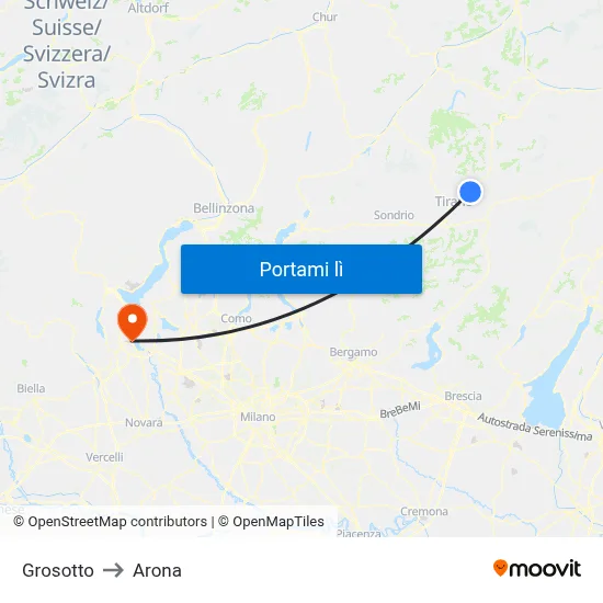 Grosotto to Arona map