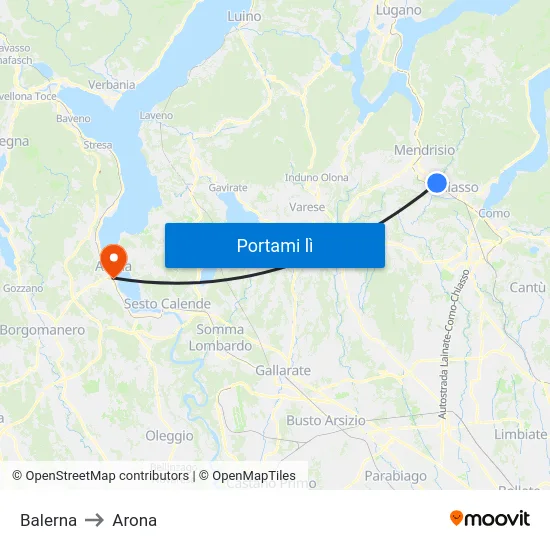 Balerna to Arona map