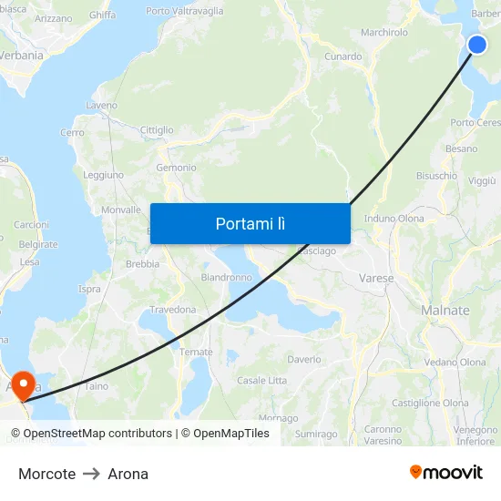 Morcote to Arona map