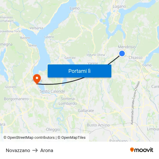 Novazzano to Arona map