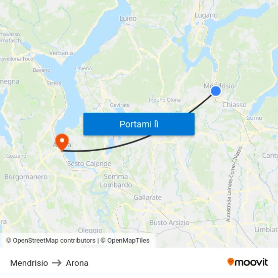 Mendrisio to Arona map