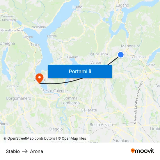 Stabio to Arona map