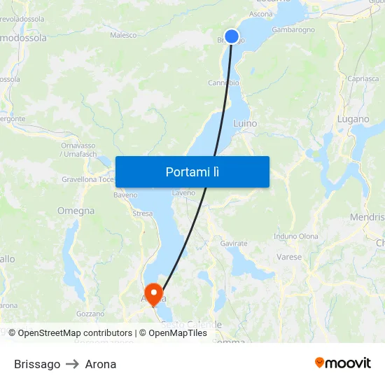 Brissago to Arona map