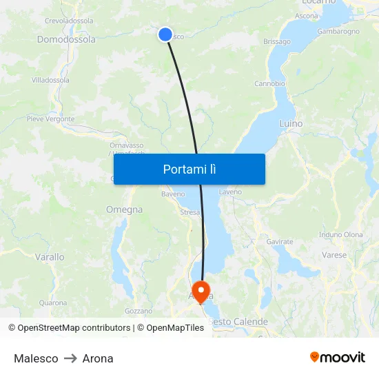 Malesco to Arona map
