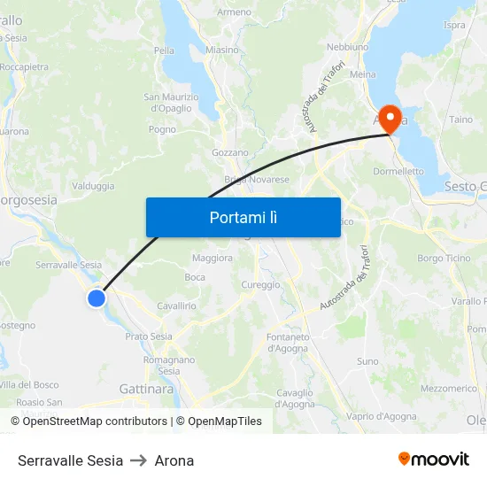 Serravalle Sesia to Arona map