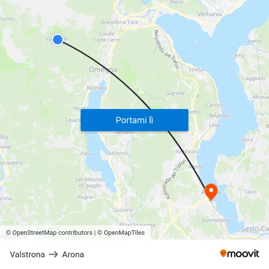 Valstrona to Arona map