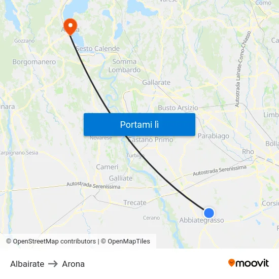 Albairate to Arona map