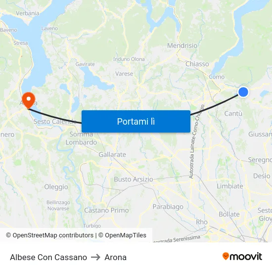 Albese Con Cassano to Arona map