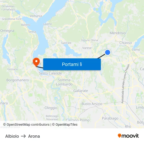 Albiolo to Arona map