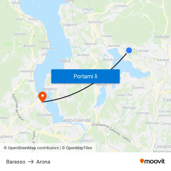 Barasso to Arona map