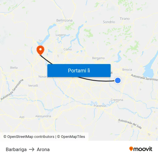 Barbariga to Arona map