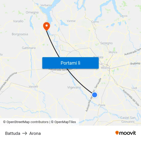Battuda to Arona map