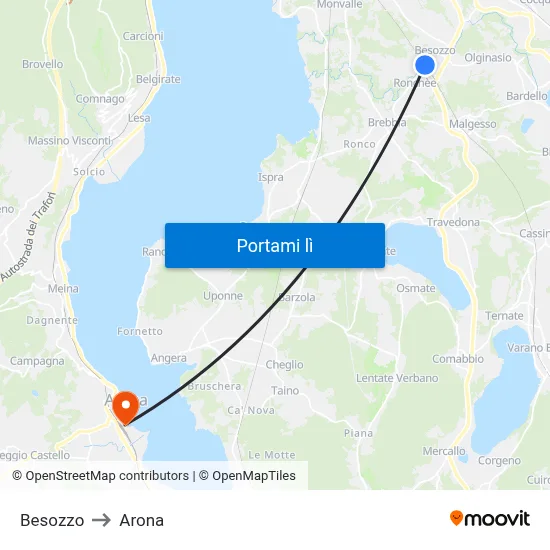 Besozzo to Arona map