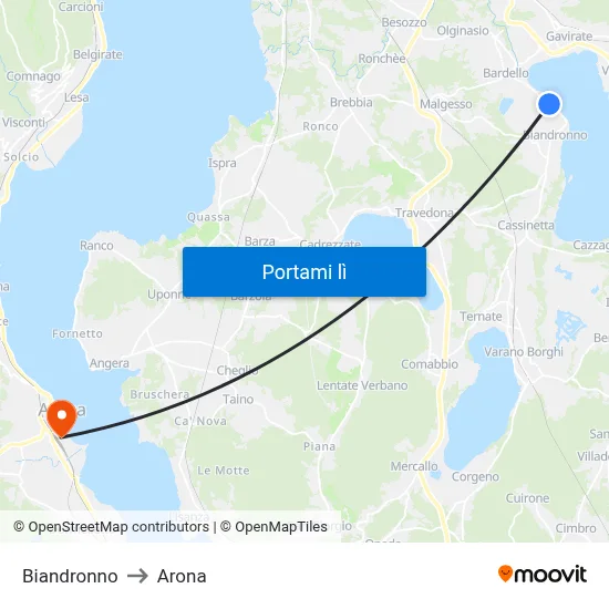 Biandronno to Arona map
