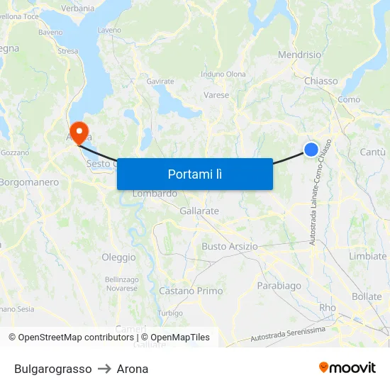 Bulgarograsso to Arona map