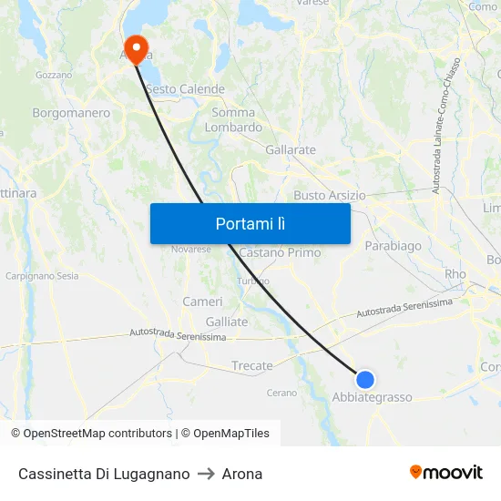 Cassinetta Di Lugagnano to Arona map