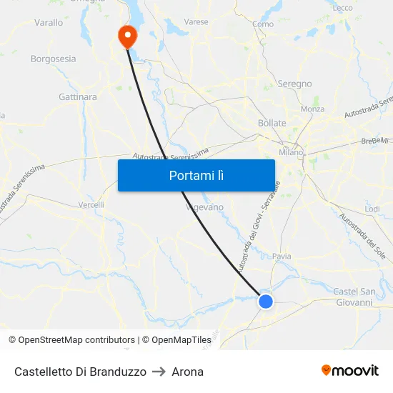 Castelletto Di Branduzzo to Arona map