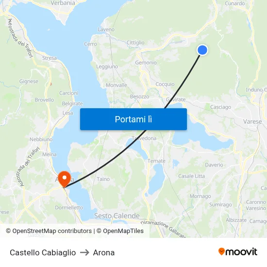 Castello Cabiaglio to Arona map