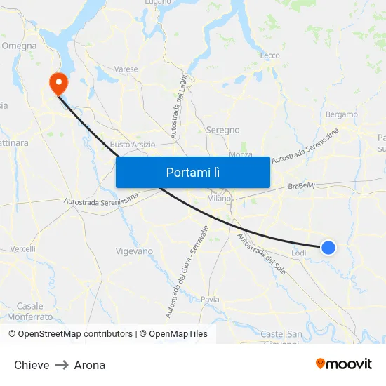 Chieve to Arona map