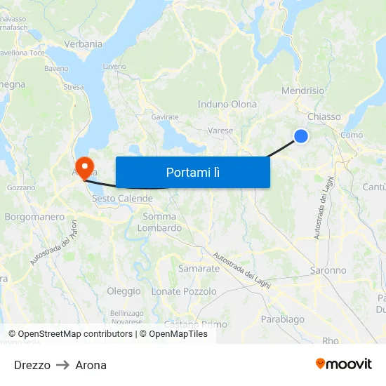 Drezzo to Arona map