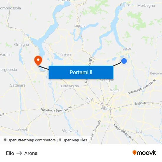 Ello to Arona map
