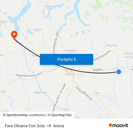 Fara Olivana Con Sola to Arona map