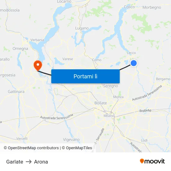 Garlate to Arona map