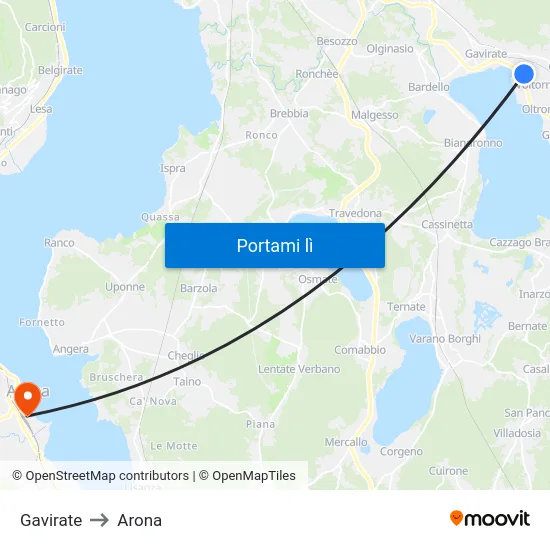 Gavirate to Arona map