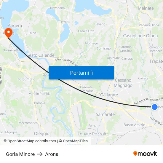 Gorla Minore to Arona map