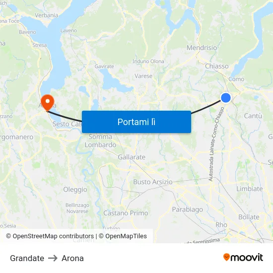 Grandate to Arona map