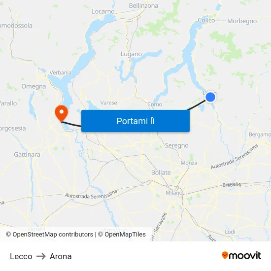Lecco to Arona map